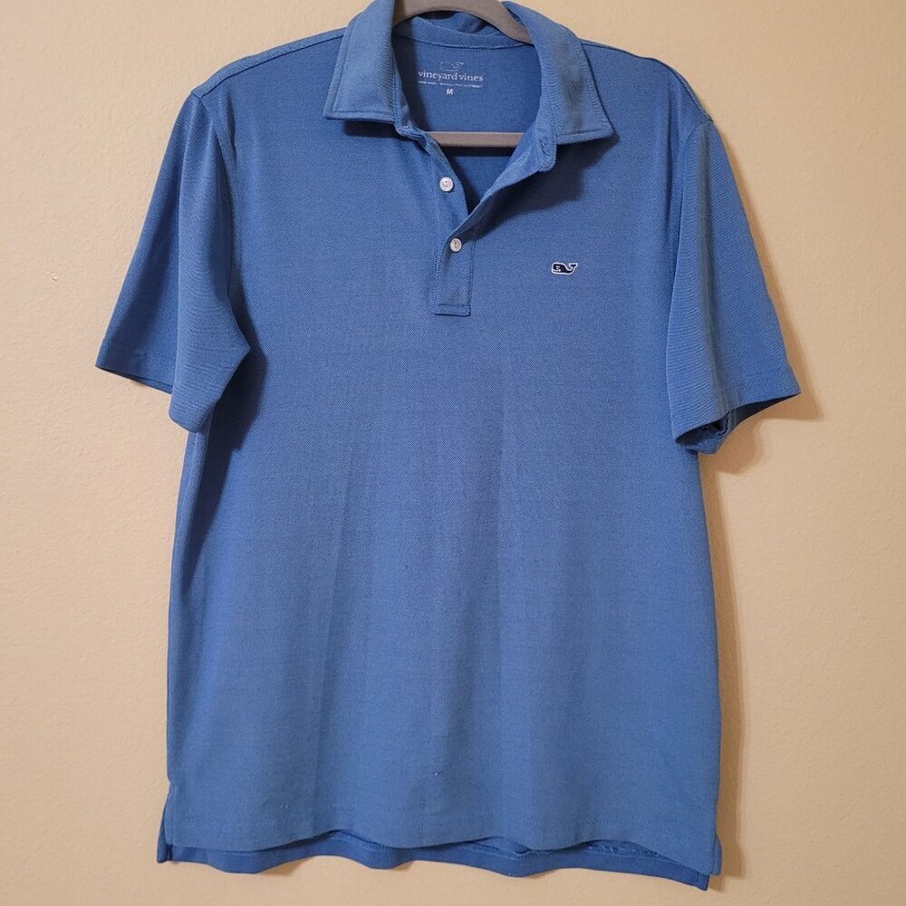 Vineyard Vines Mens Classic Blue Polo Shirt Logo M‎ Office Career Preppy